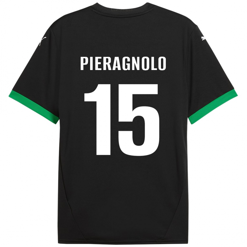 Hombre Camiseta Edoardo Pieragnolo #15 Negro Verde Oscuro 1ª Equipación 2024/25 La Camisa Chile