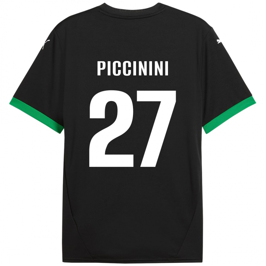 Hombre Camiseta Stefano Piccinini #27 Negro Verde Oscuro 1ª Equipación 2024/25 La Camisa Chile