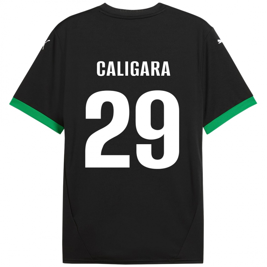 Hombre Camiseta Fabrizio Caligara #29 Negro Verde Oscuro 1ª Equipación 2024/25 La Camisa Chile