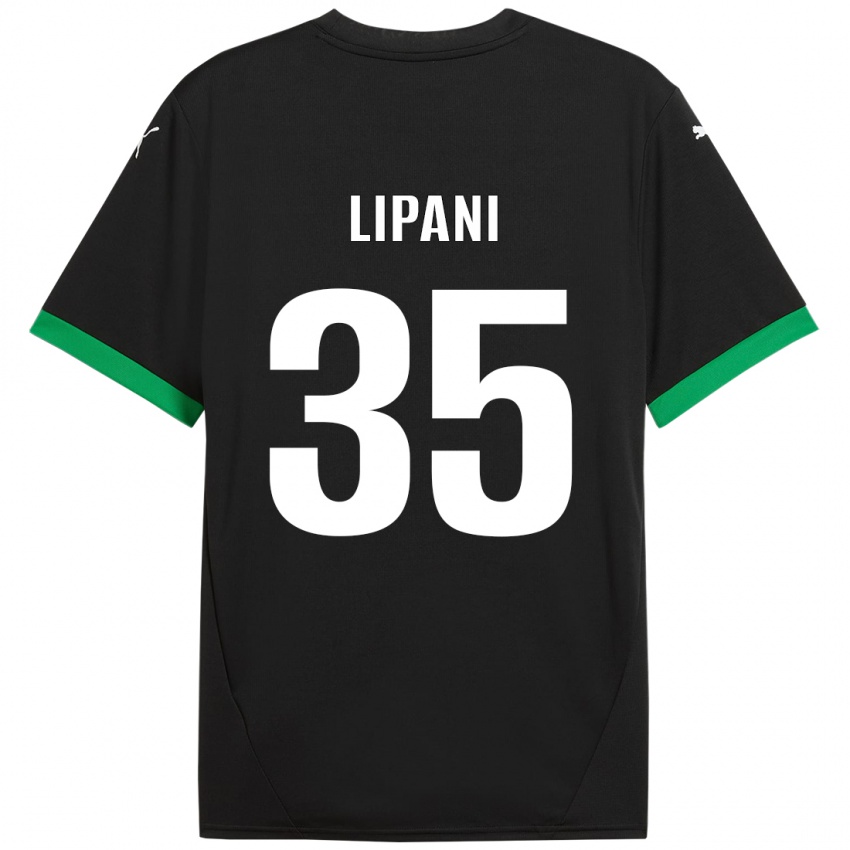 Hombre Camiseta Luca Lipani #35 Negro Verde Oscuro 1ª Equipación 2024/25 La Camisa Chile