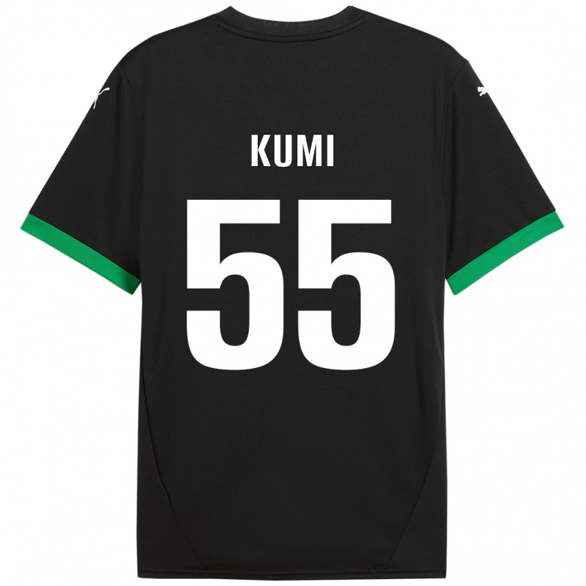 Hombre Camiseta Justin Kumi #55 Negro Verde Oscuro 1ª Equipación 2024/25 La Camisa Chile