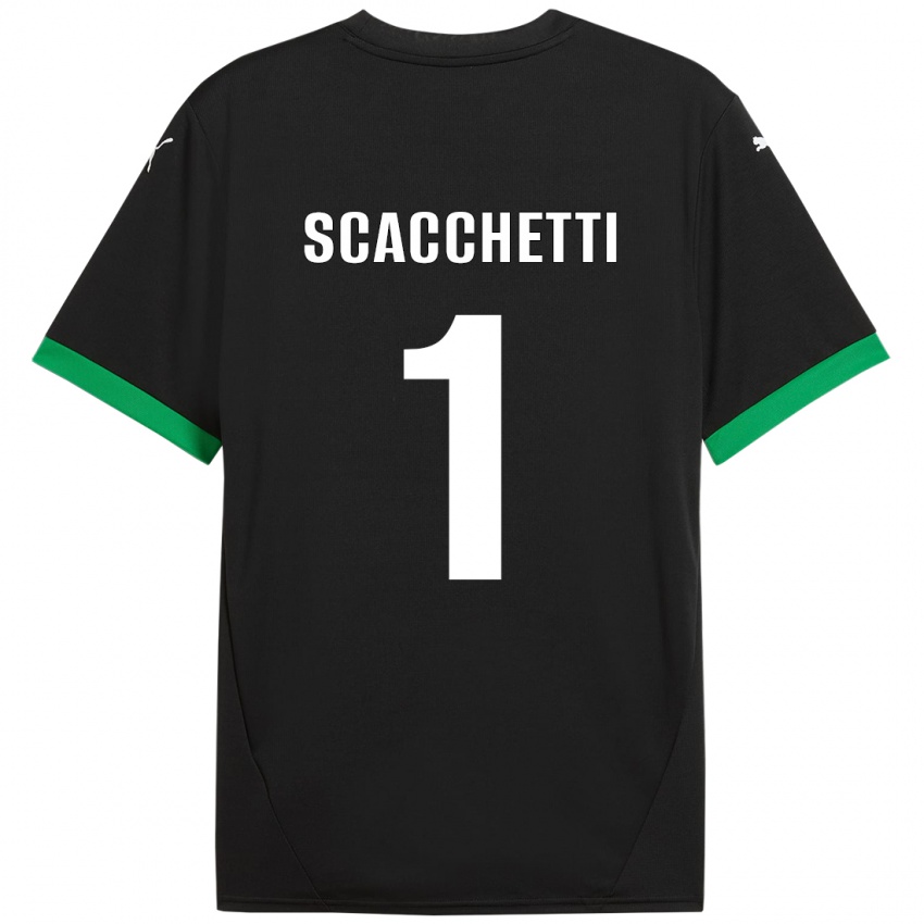 Hombre Camiseta Alessandro Scacchetti #1 Negro Verde Oscuro 1ª Equipación 2024/25 La Camisa Chile