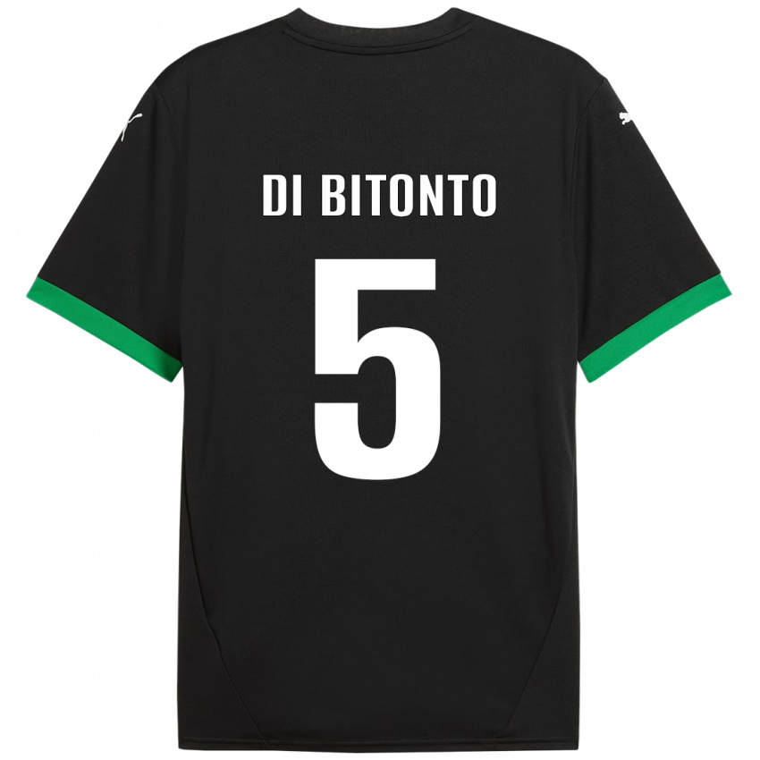 Hombre Camiseta Alessandro Di Bitonto #5 Negro Verde Oscuro 1ª Equipación 2024/25 La Camisa Chile