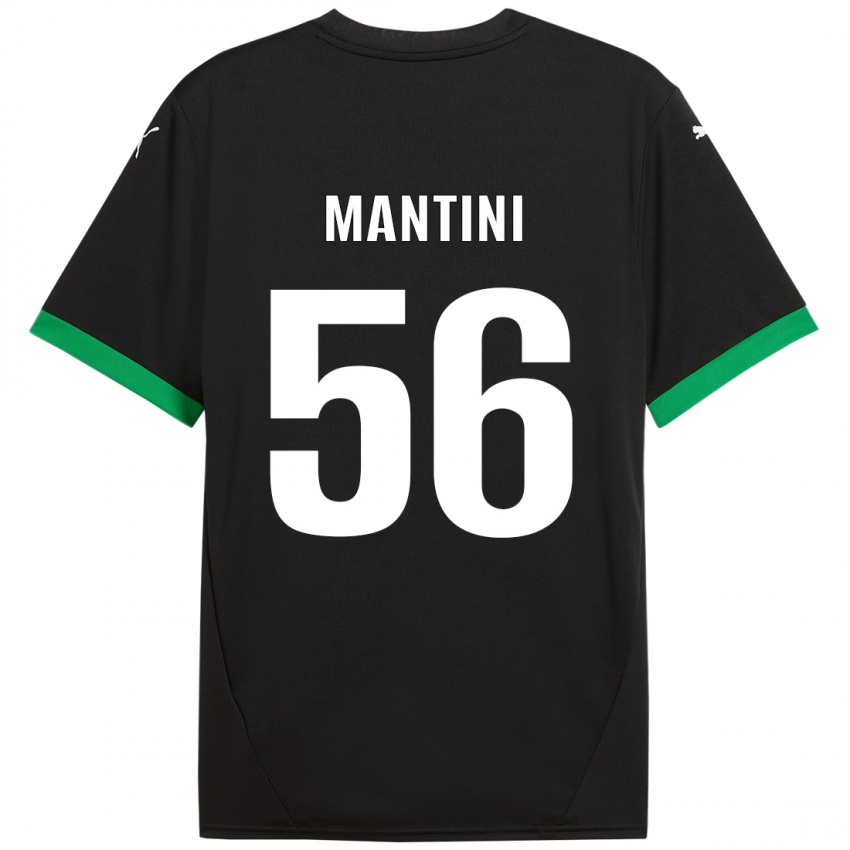 Hombre Camiseta Raffaele Mantini #56 Negro Verde Oscuro 1ª Equipación 2024/25 La Camisa Chile