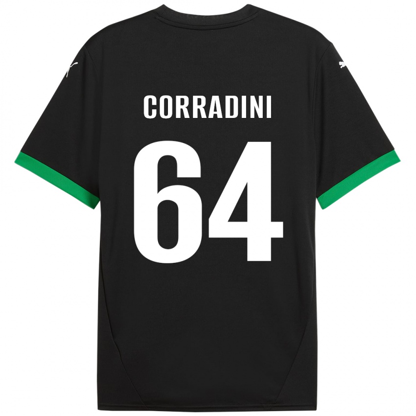 Hombre Camiseta Francesco Corradini #64 Negro Verde Oscuro 1ª Equipación 2024/25 La Camisa Chile