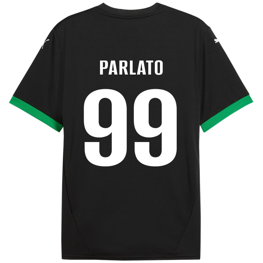 Hombre Camiseta Claudio Parlato #99 Negro Verde Oscuro 1ª Equipación 2024/25 La Camisa Chile