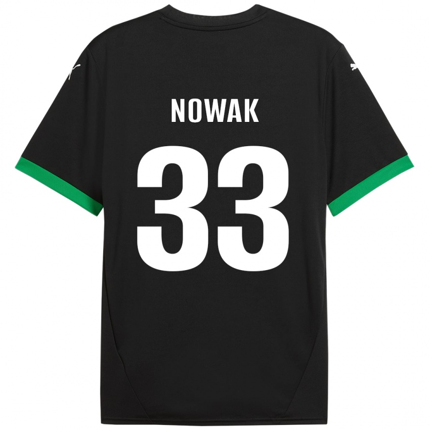 Hombre Camiseta Julie Nowak #33 Negro Verde Oscuro 1ª Equipación 2024/25 La Camisa Chile