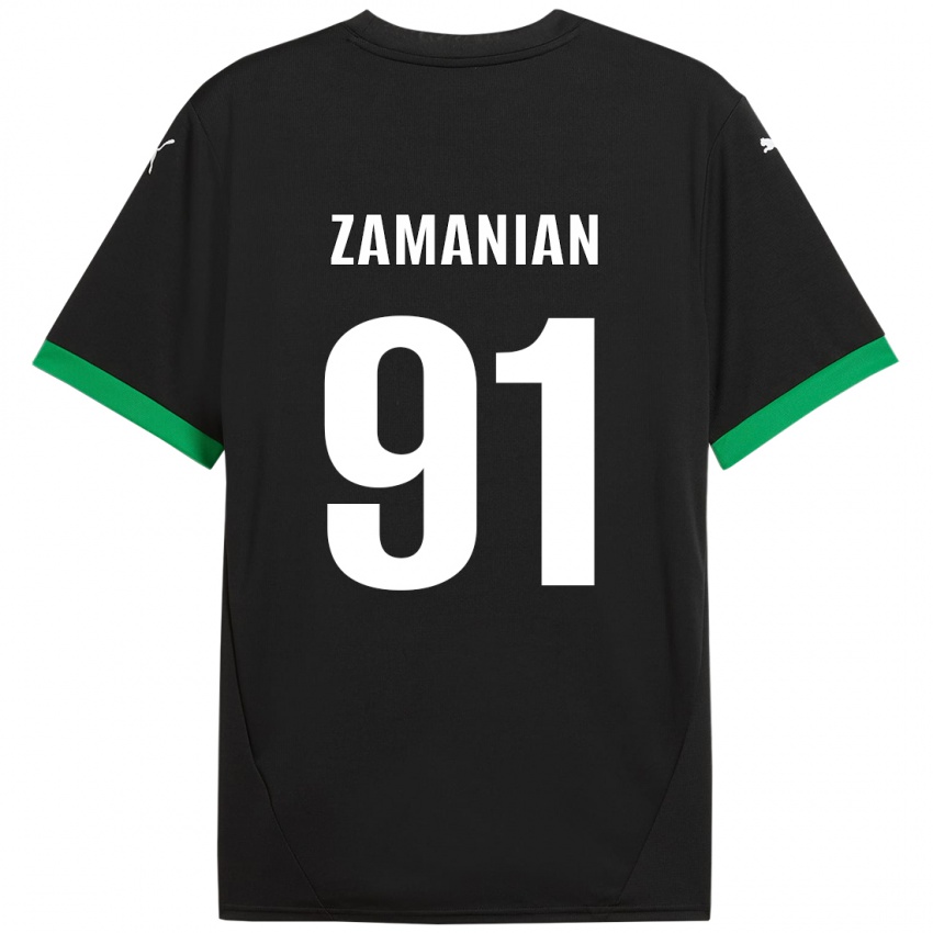 Hombre Camiseta Annahita Zamanian #91 Negro Verde Oscuro 1ª Equipación 2024/25 La Camisa Chile