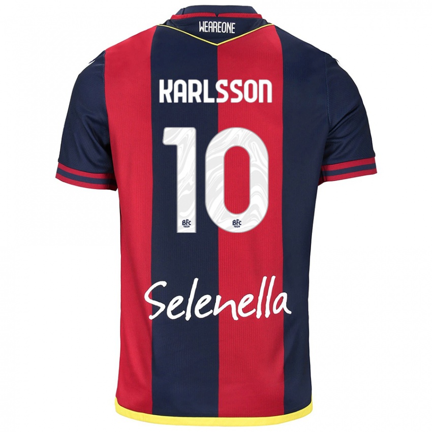 Hombre Camiseta Jesper Karlsson #10 Rojo Azul Real 1ª Equipación 2024/25 La Camisa Chile