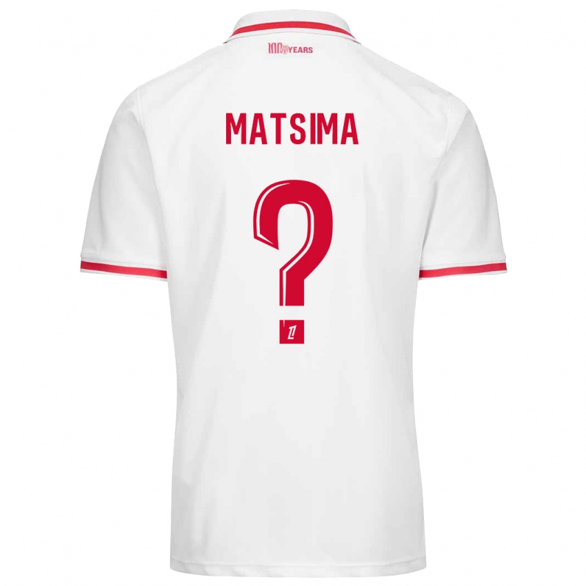 Hombre Camiseta Chrislain Matsima #0 Blanco Rojo 1ª Equipación 2024/25 La Camisa Chile