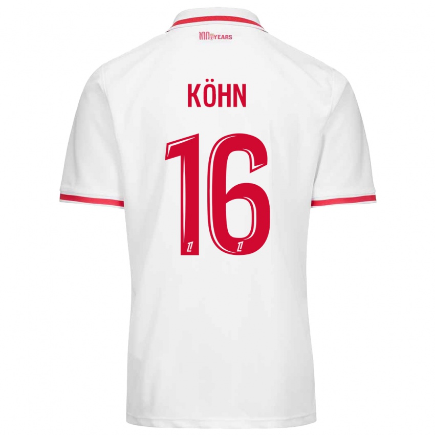 Hombre Camiseta Philipp Köhn #16 Blanco Rojo 1ª Equipación 2024/25 La Camisa Chile