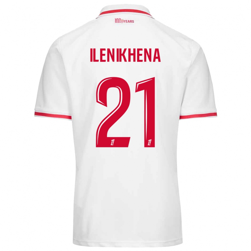 Hombre Camiseta George Ilenikhena #21 Blanco Rojo 1ª Equipación 2024/25 La Camisa Chile