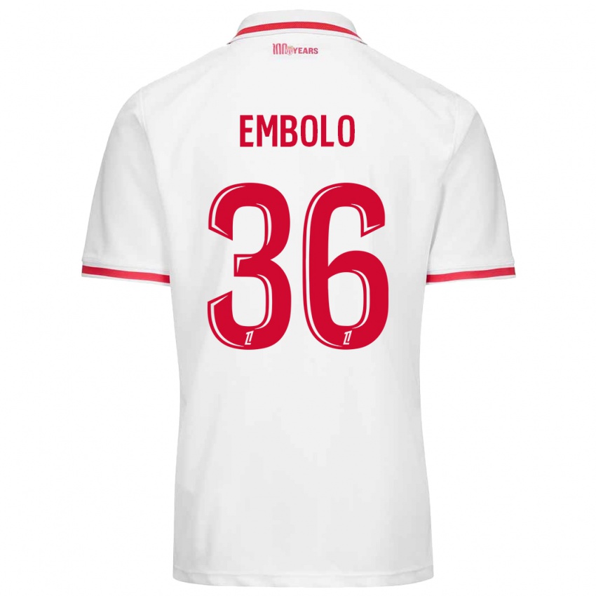 Hombre Camiseta Breel Embolo #36 Blanco Rojo 1ª Equipación 2024/25 La Camisa Chile