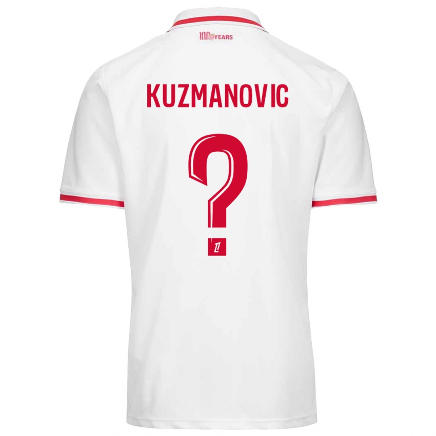 Hombre Camiseta Dejan Kuzmanovic #0 Blanco Rojo 1ª Equipación 2024/25 La Camisa Chile