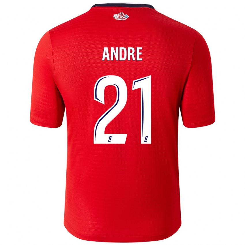 Hombre Camiseta Benjamin Andre #21 Rojo Blanco 1ª Equipación 2024/25 La Camisa Chile