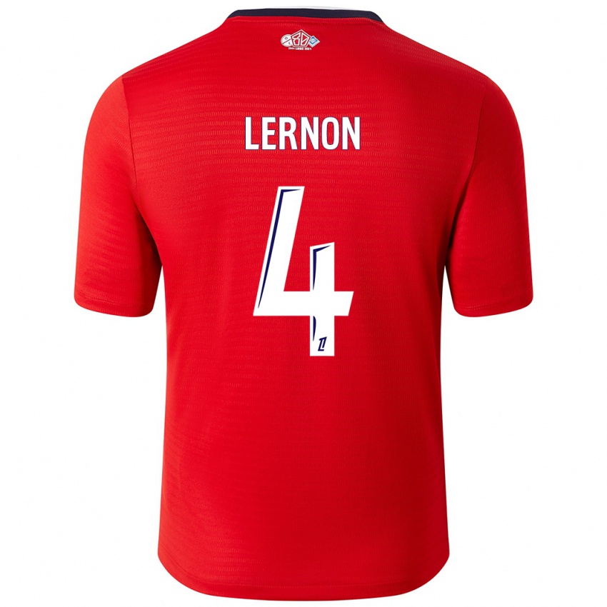 Hombre Camiseta Jessica Lernon #4 Rojo Blanco 1ª Equipación 2024/25 La Camisa Chile