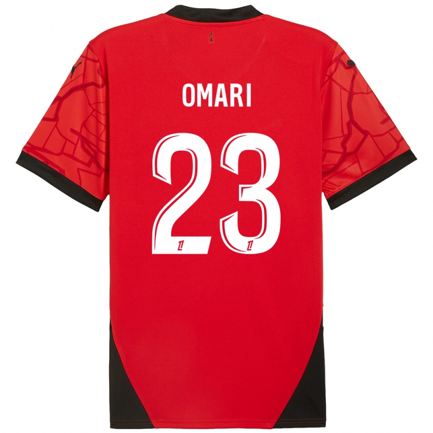 Hombre Camiseta Warmed Omari #23 Rojo Negro 1ª Equipación 2024/25 La Camisa Chile