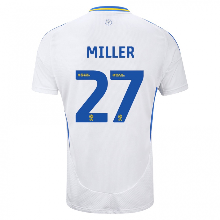 Hombre Camiseta Amari Miller #27 Blanco Azul 1ª Equipación 2024/25 La Camisa Chile