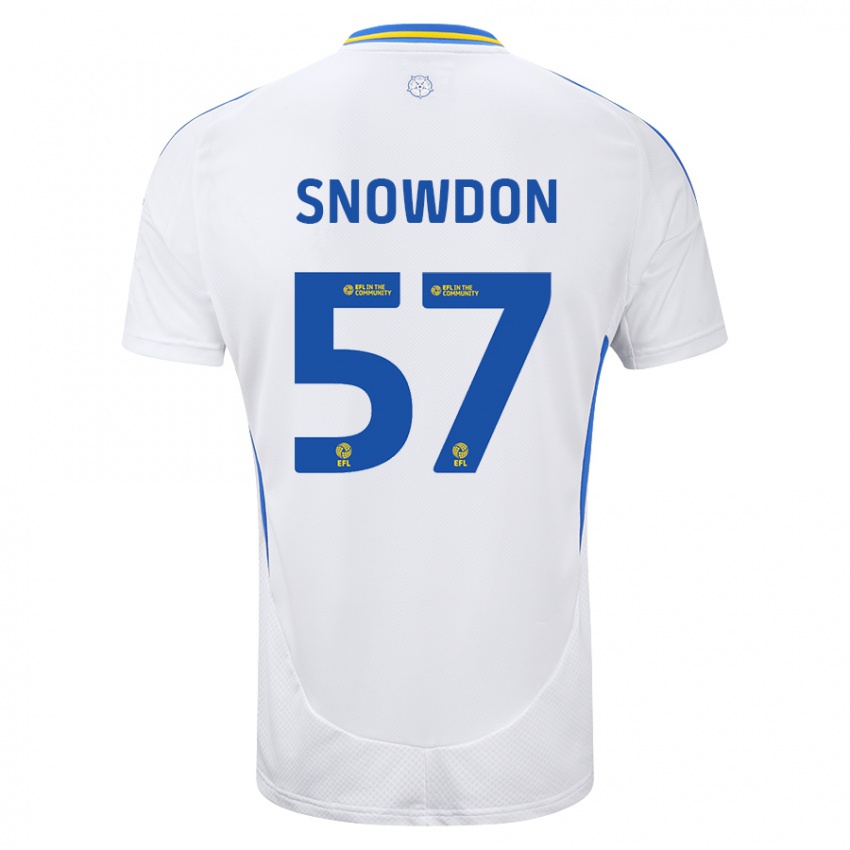 Hombre Camiseta Joe Snowdon #57 Blanco Azul 1ª Equipación 2024/25 La Camisa Chile