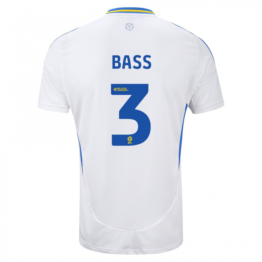 Hombre Camiseta Rebekah Bass #3 Blanco Azul 1ª Equipación 2024/25 La Camisa Chile