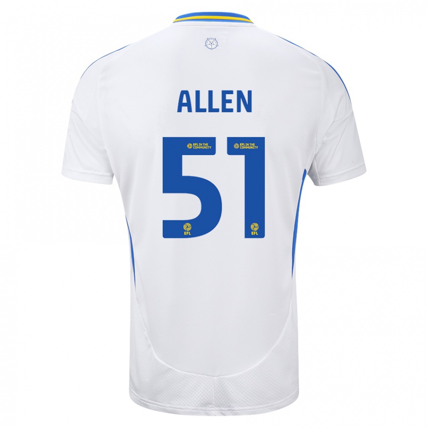 Hombre Camiseta Charlie Allen #51 Blanco Azul 1ª Equipación 2024/25 La Camisa Chile