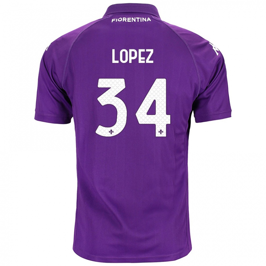 Hombre Camiseta Lucas López #34 Morado 1ª Equipación 2024/25 La Camisa Chile