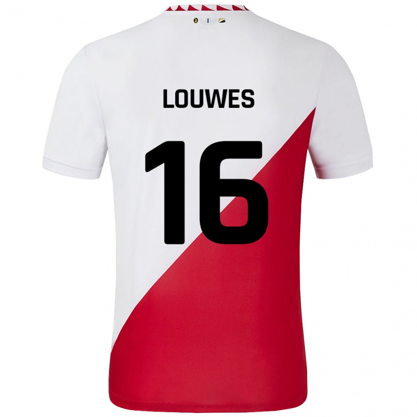 Hombre Camiseta Puck Louwes #16 Blanco Rojo 1ª Equipación 2024/25 La Camisa Chile