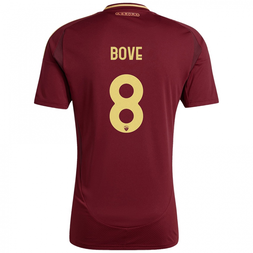 Hombre Camiseta Edoardo Bove #8 Rojo Marrón Dorado 1ª Equipación 2024/25 La Camisa Chile