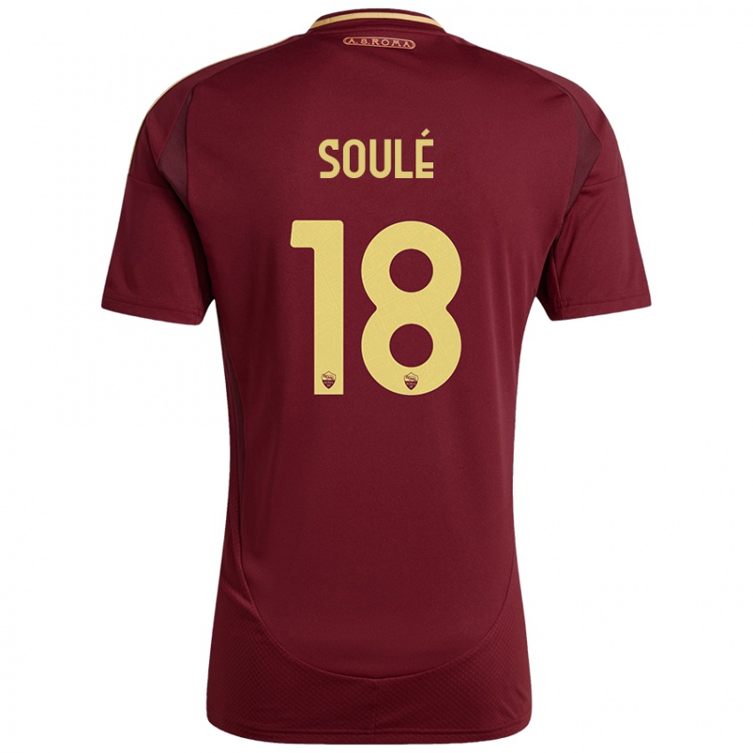 Hombre Camiseta Matías Soulé #18 Rojo Marrón Dorado 1ª Equipación 2024/25 La Camisa Chile