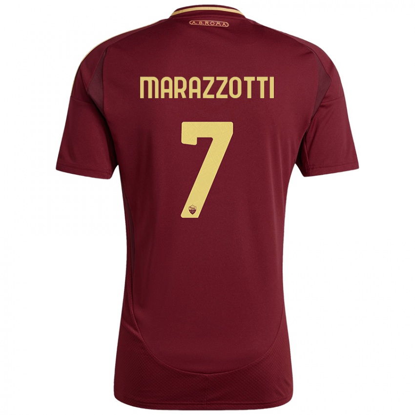 Hombre Camiseta Fabrizio Marazzotti #7 Rojo Marrón Dorado 1ª Equipación 2024/25 La Camisa Chile