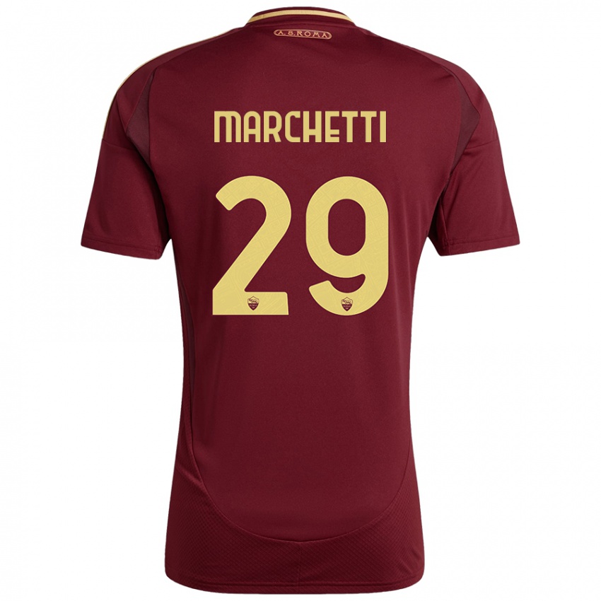 Hombre Camiseta Tommaso Marchetti #29 Rojo Marrón Dorado 1ª Equipación 2024/25 La Camisa Chile