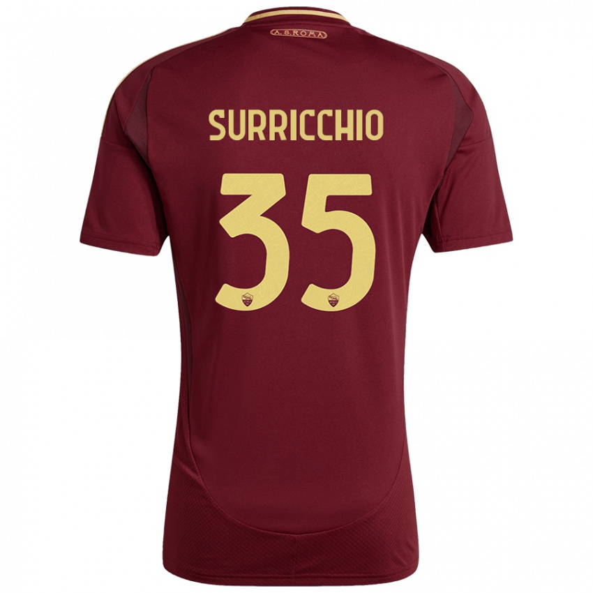 Hombre Camiseta Jacopo Surricchio #35 Rojo Marrón Dorado 1ª Equipación 2024/25 La Camisa Chile