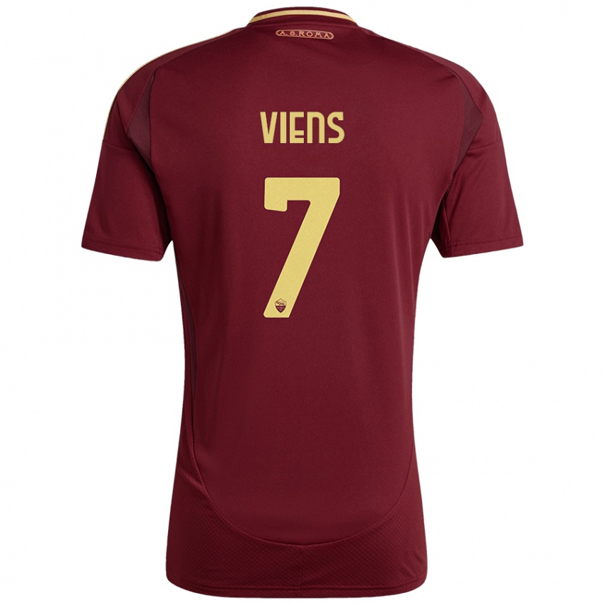 Hombre Camiseta Evelyne Viens #7 Rojo Marrón Dorado 1ª Equipación 2024/25 La Camisa Chile