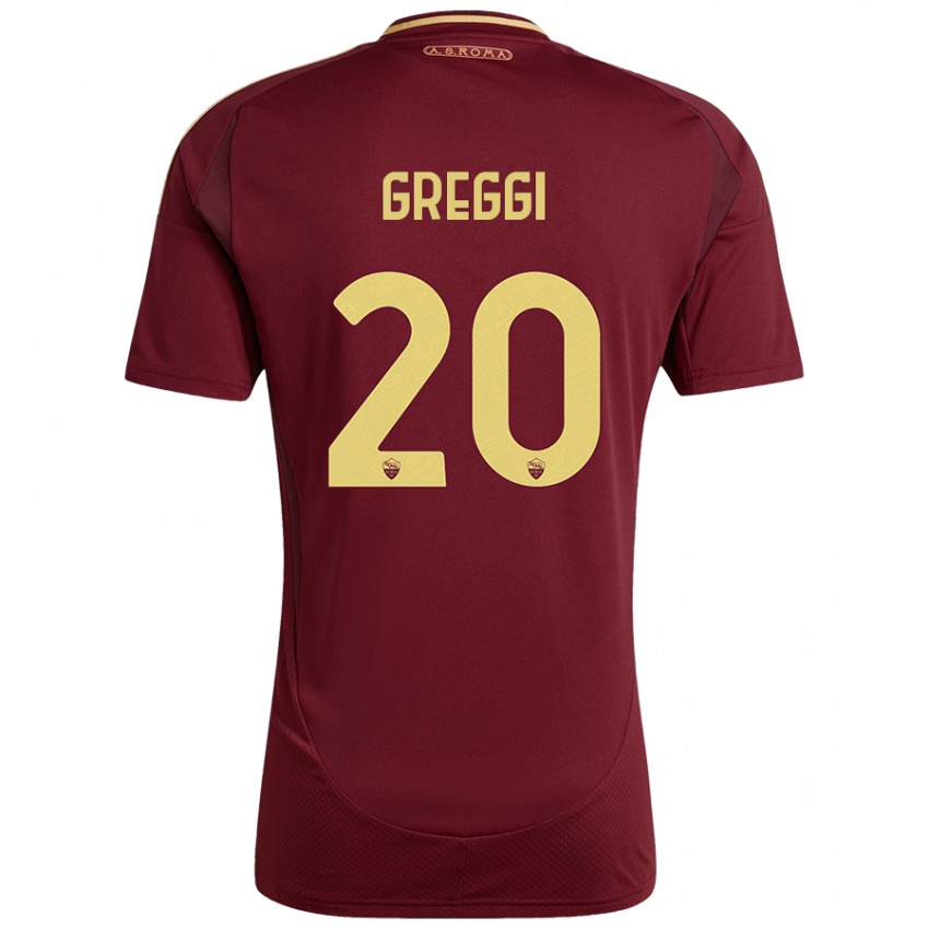 Hombre Camiseta Giada Greggi #20 Rojo Marrón Dorado 1ª Equipación 2024/25 La Camisa Chile