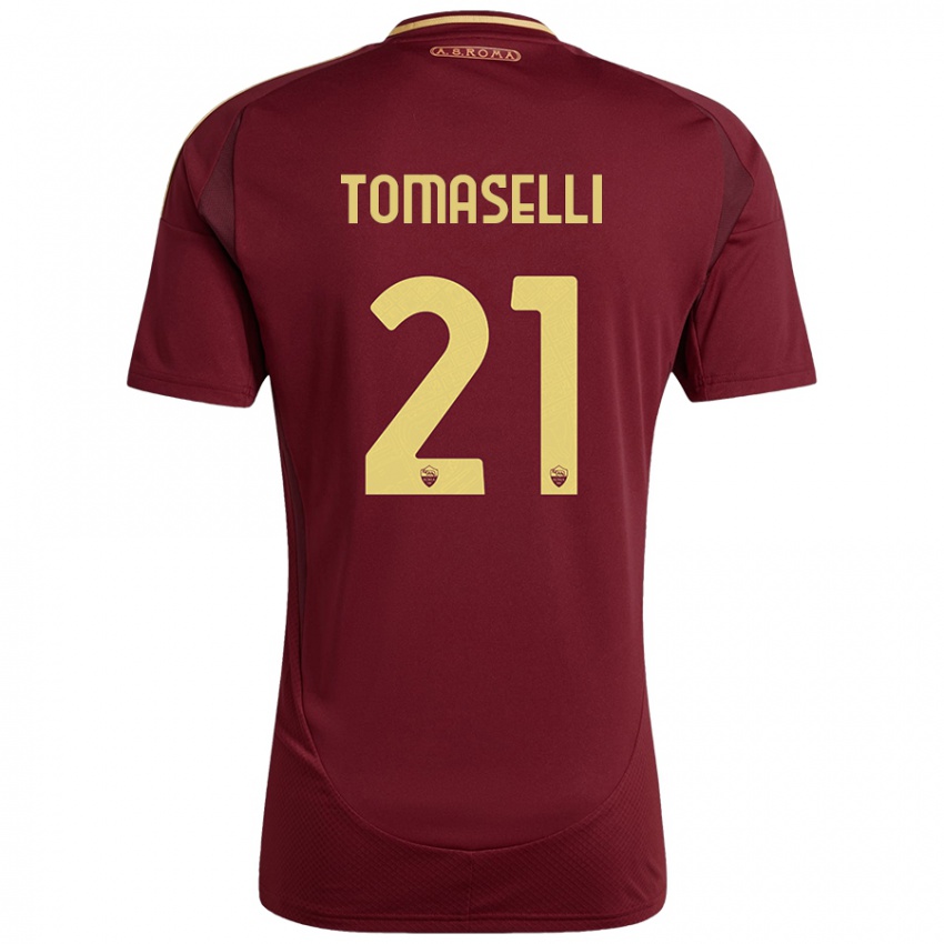 Hombre Camiseta Martina Tomaselli #21 Rojo Marrón Dorado 1ª Equipación 2024/25 La Camisa Chile