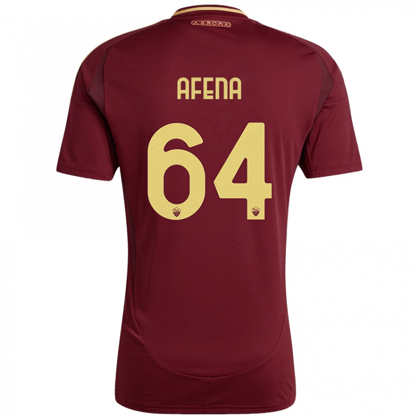 Hombre Camiseta Felix Afena-Gyan #64 Rojo Marrón Dorado 1ª Equipación 2024/25 La Camisa Chile