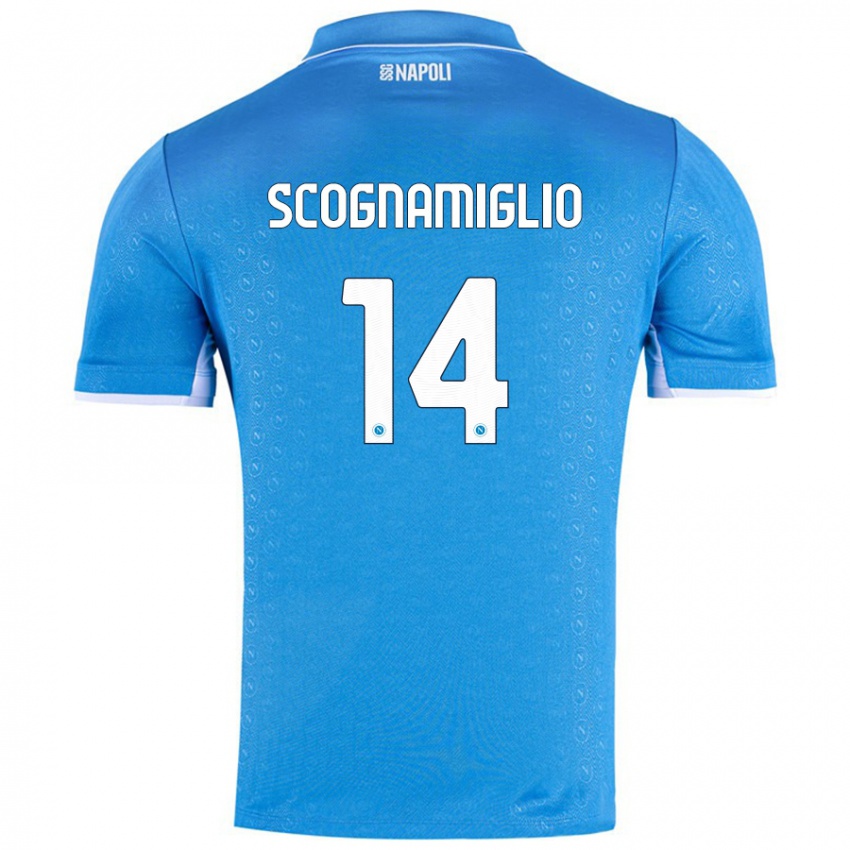 Hombre Camiseta Fabio Scognamiglio #14 Azul Cielo 1ª Equipación 2024/25 La Camisa Chile