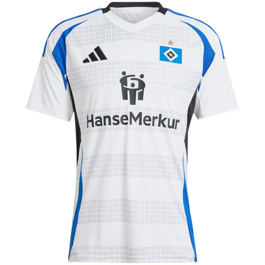 Hombre Camiseta Henri Maximilian Schümann #28 Blanco Azul 1ª Equipación 2024/25 La Camisa Chile