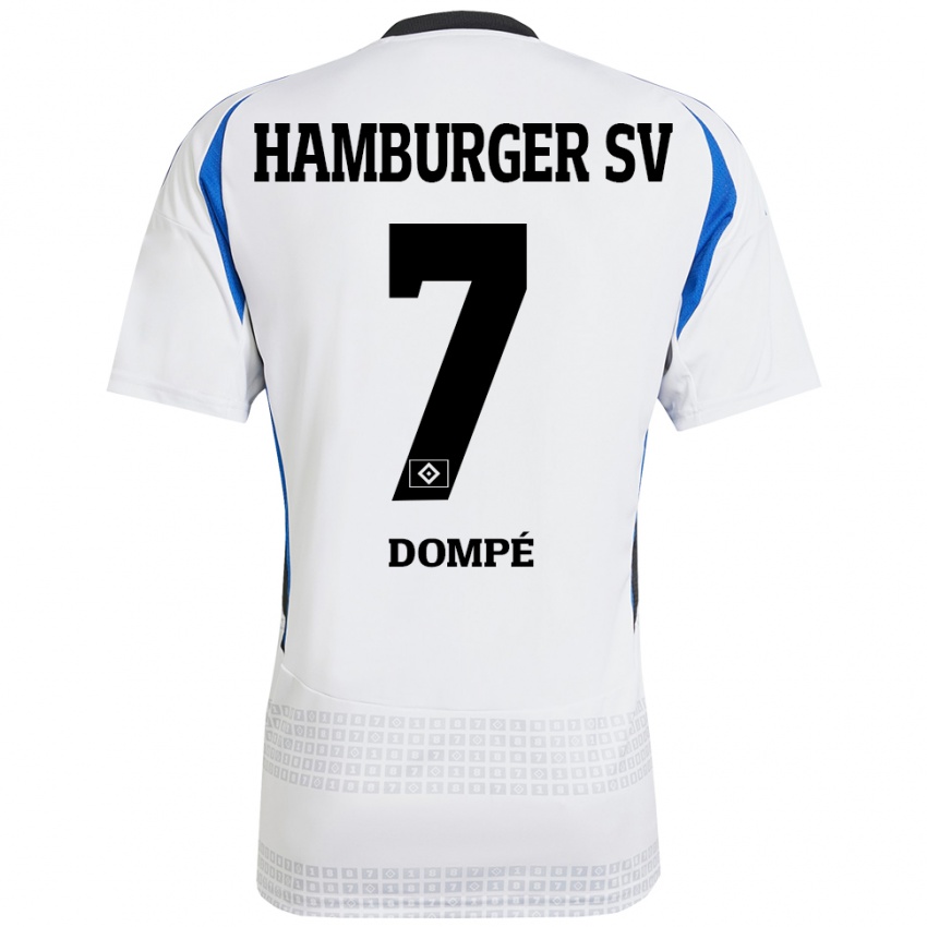 Hombre Camiseta Jean-Luc Dompé #7 Blanco Azul 1ª Equipación 2024/25 La Camisa Chile