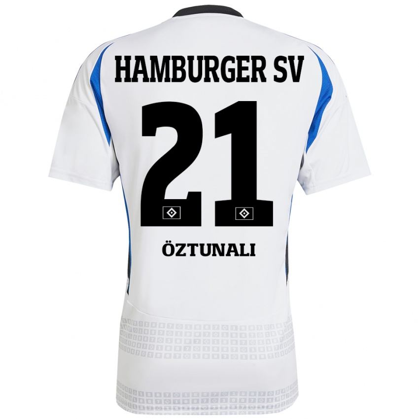 Hombre Camiseta Levin Öztunali #21 Blanco Azul 1ª Equipación 2024/25 La Camisa Chile