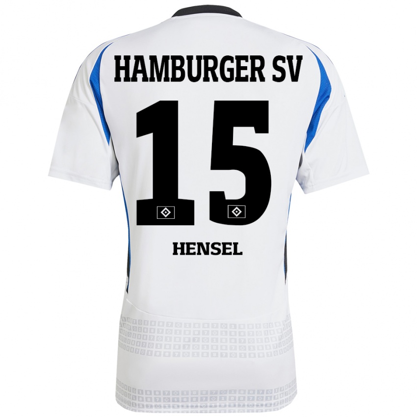 Hombre Camiseta Janoah Hensel #15 Blanco Azul 1ª Equipación 2024/25 La Camisa Chile