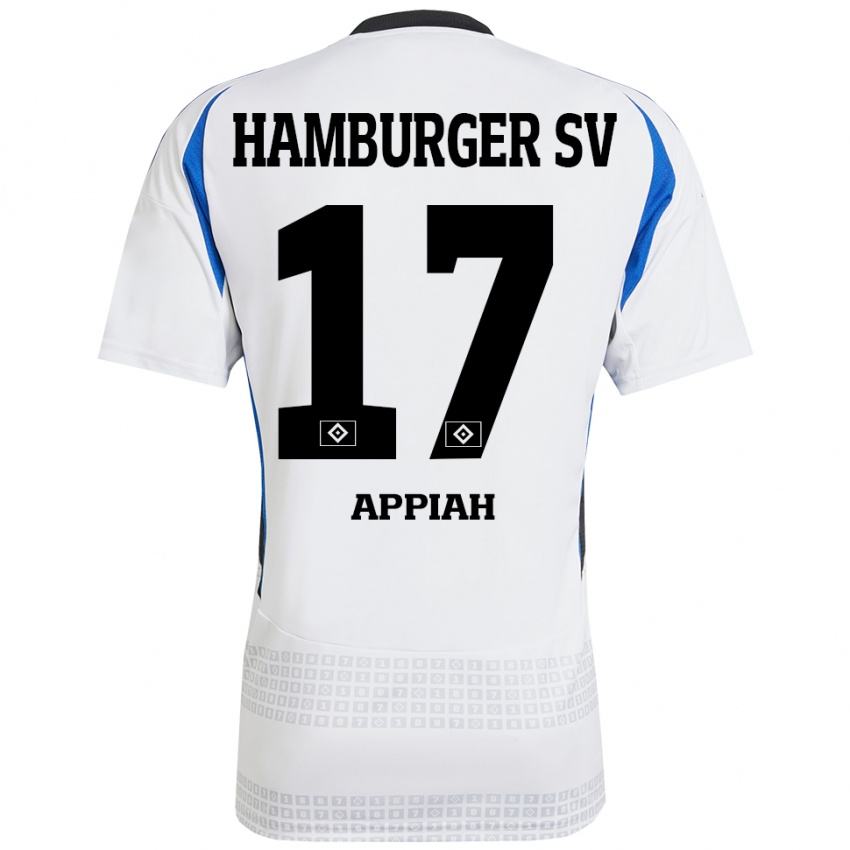 Hombre Camiseta Emmanuel Appiah #17 Blanco Azul 1ª Equipación 2024/25 La Camisa Chile