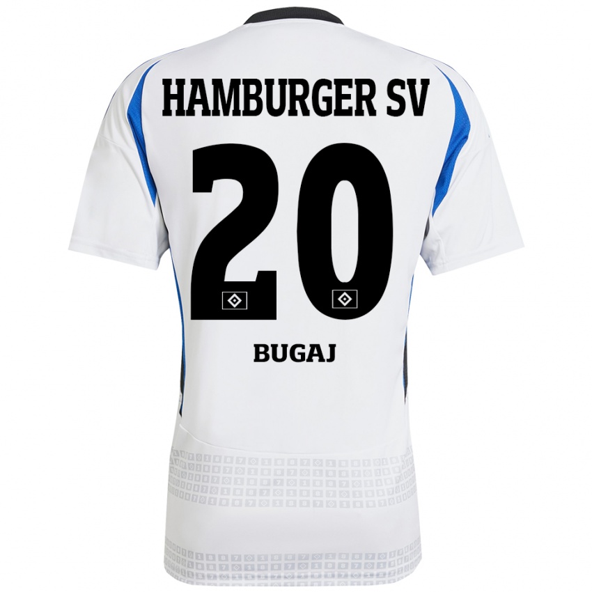 Hombre Camiseta Jan-Luca Bugaj #20 Blanco Azul 1ª Equipación 2024/25 La Camisa Chile