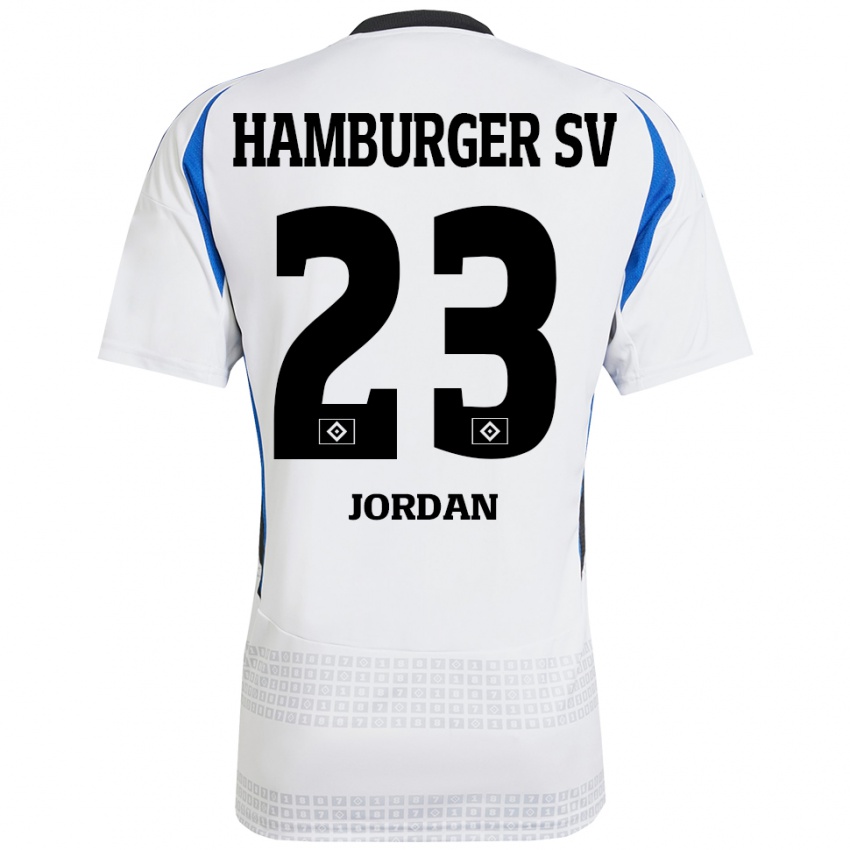 Hombre Camiseta Dominik Jordan #23 Blanco Azul 1ª Equipación 2024/25 La Camisa Chile