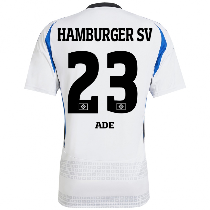 Hombre Camiseta Jeremy Ade #23 Blanco Azul 1ª Equipación 2024/25 La Camisa Chile