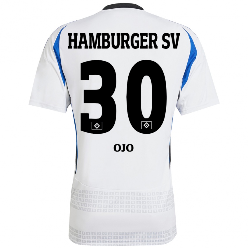 Hombre Camiseta Kelvin Ojo #30 Blanco Azul 1ª Equipación 2024/25 La Camisa Chile