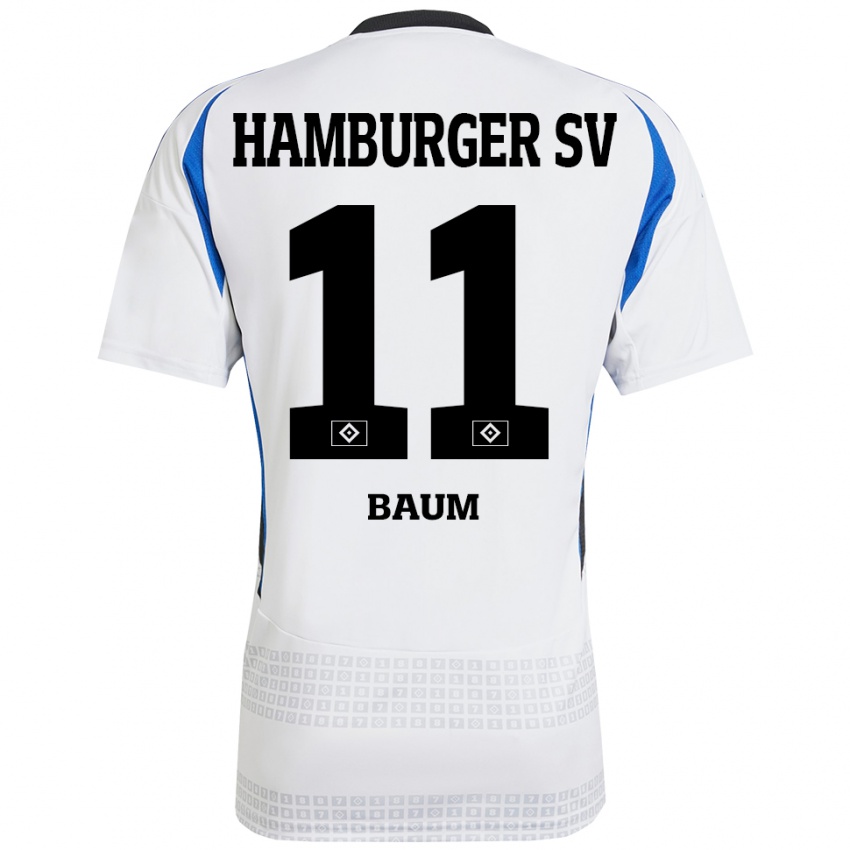 Hombre Camiseta Lisa Baum #11 Blanco Azul 1ª Equipación 2024/25 La Camisa Chile