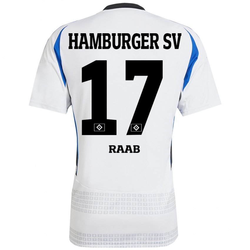 Hombre Camiseta Lotte Raab #17 Blanco Azul 1ª Equipación 2024/25 La Camisa Chile