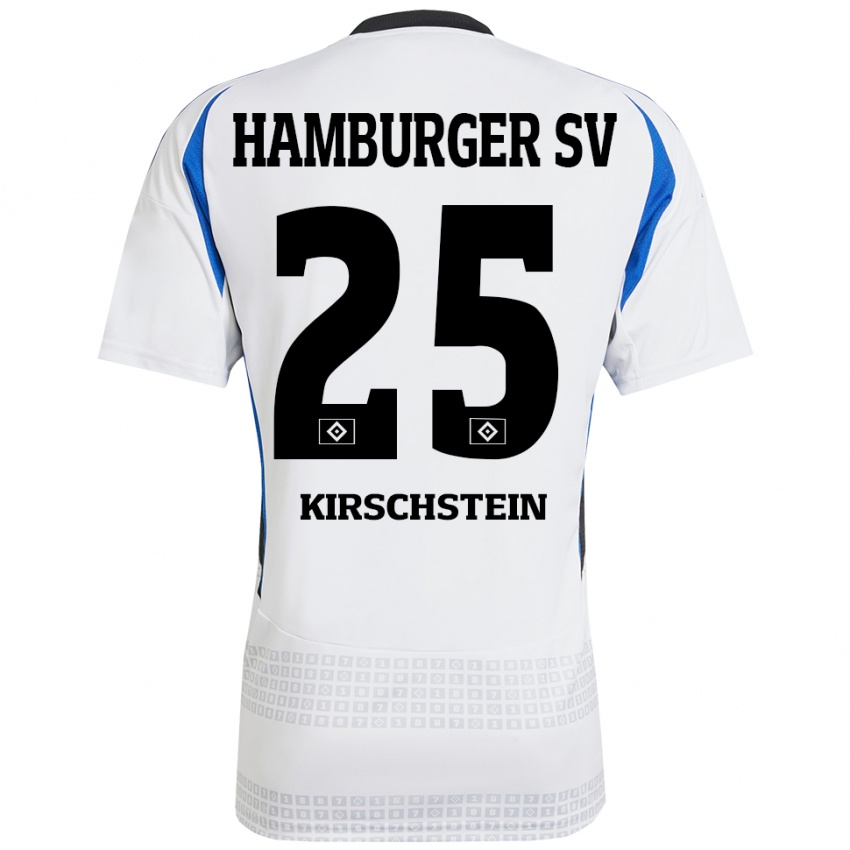 Hombre Camiseta Merle Kirschstein #25 Blanco Azul 1ª Equipación 2024/25 La Camisa Chile