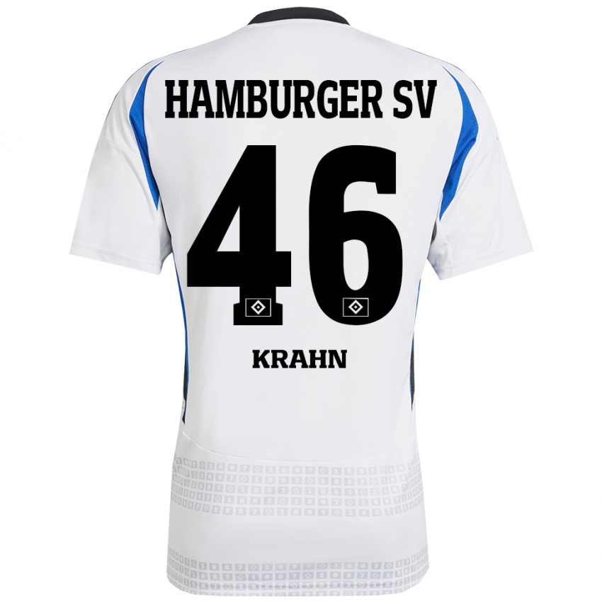 Hombre Camiseta Elijah Krahn #46 Blanco Azul 1ª Equipación 2024/25 La Camisa Chile